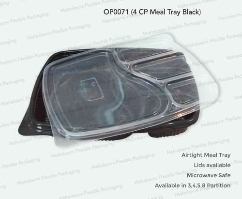4 Partition Meal Tray Black (O)
