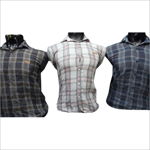 Mens Slim Fit Checked Shirt Collar Style: Classic