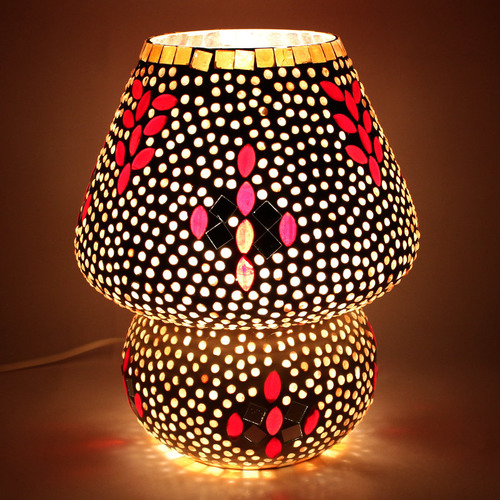 Any Colour Of Your Choice Handcrafted Polka Design Decorated Dome Shaped Table Lamp