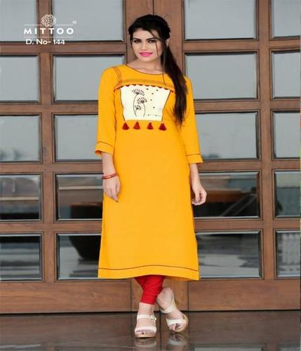 Dark Yellow Modern Kurti