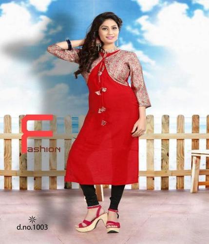 Red Plain Kurtis