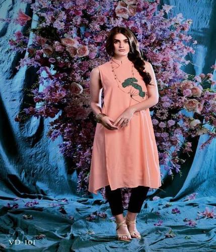 Peach Sleeveless Kurtis