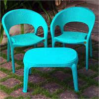 Rattan teapoy and arm chair