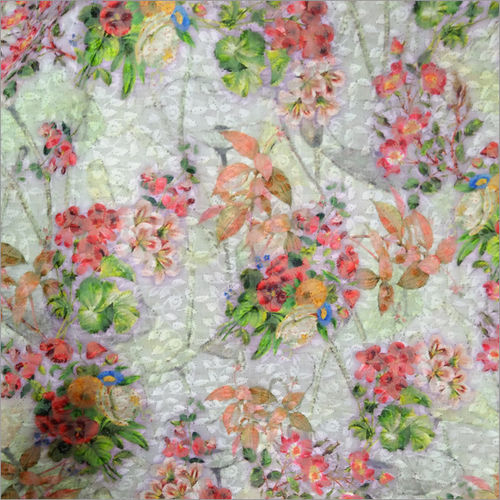 Embroidered Digital Print Fabric