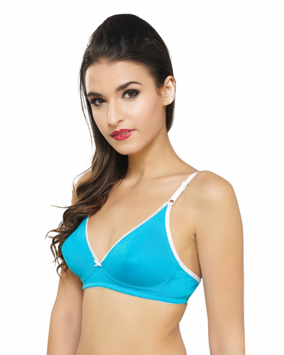 Neeya Seamless Cotton Bra - Double Layered, Non-Padded, Wire-Free, Sizes 32-38 | Comforting Hosiery Fabric, Ideal for Deep Neck Outfits