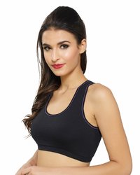 Neeya Sports Bra (active Bra) - Cotton Lycra Blend, Size 32-38, Red/purple/black | High Impact, Slip-on Style, Soft Comfort & Support