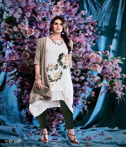 White Painted Ladies Kurtis