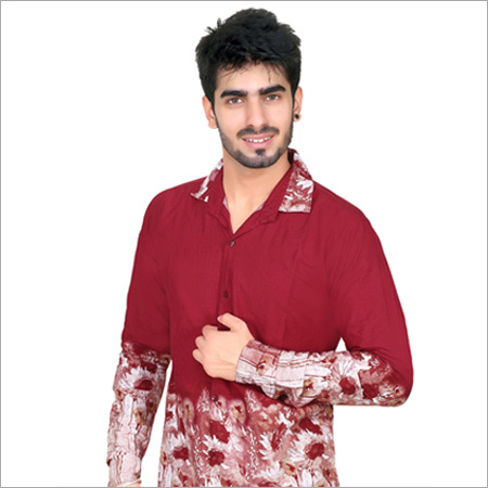 Maroon Printed Full Sleeve Casual Shirt