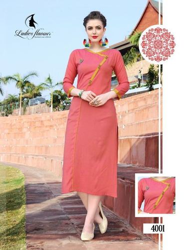 Peach Plain Kurtis