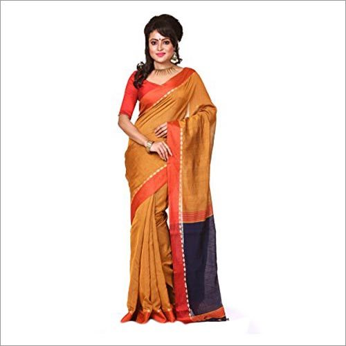 Yellow And Orange Black Multicolor Handloom Saree