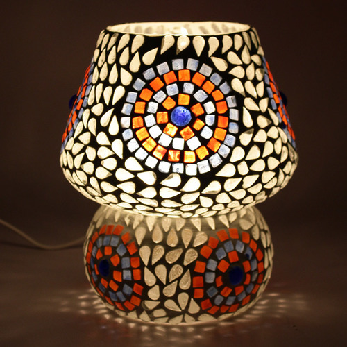 Handcrafted Natural Coloured Dome Shaped Glass Lamp Light Source: Incandescent