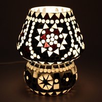 Crystal Dome Shaped Glass Table Lamp - Handcrafted 6-24 Inch Aesthetic Design | Elegant White Finish, Incandescent Light Source, Traditional Style