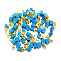 Raw Turquoise Gold Cap Pendant Size: 10-14mm