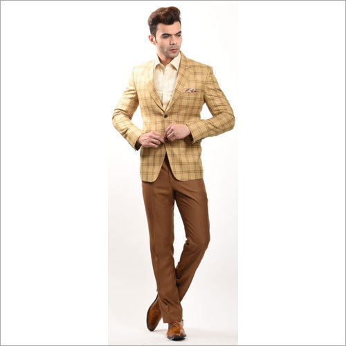 Mens Formal Suit - Woolen Striped Fabric, Long Sleeves | Anti-Wrinkle, Washable, Waterproof, Dry Clean, No Fade