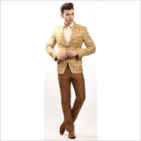 Mens Formal Suit - Woolen Striped Fabric, Long Sleeves | Anti-wrinkle, Washable, Waterproof, Dry Clean, No Fade