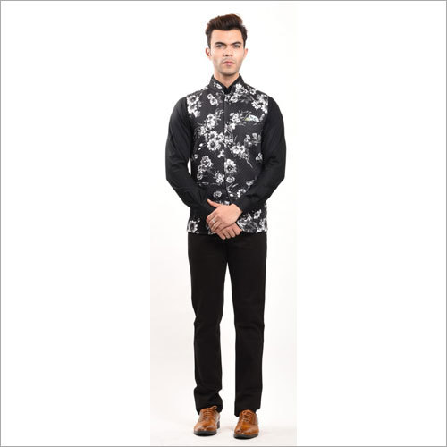 Dry Cleaning Mens Nehru Printed Jacket