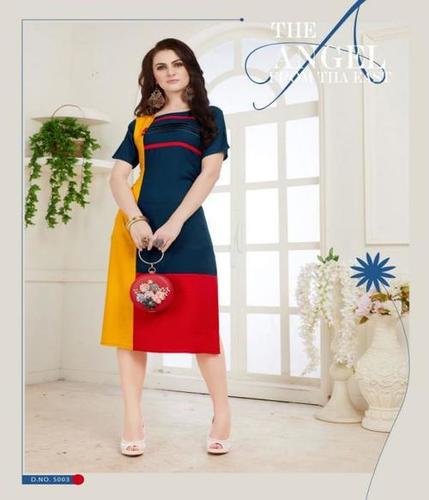 Red & Yellow Rayon Kurti