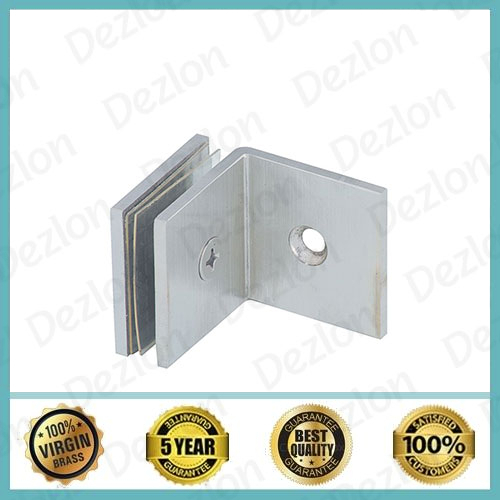 Silver 90 Degree Brass Shower Glass Connector Wall To Glass