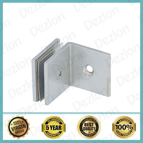 Silver 90 Degree Brass Shower Glass Connector Wall To Glass