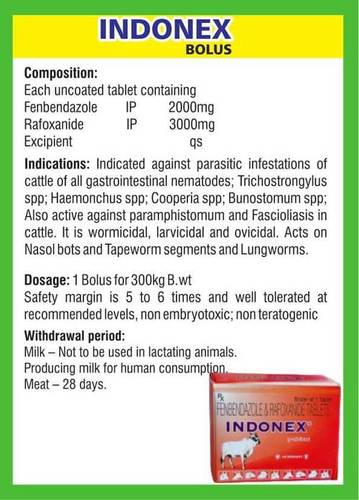 Fenbendazole and Rafoxanide Bolus (Indonex)