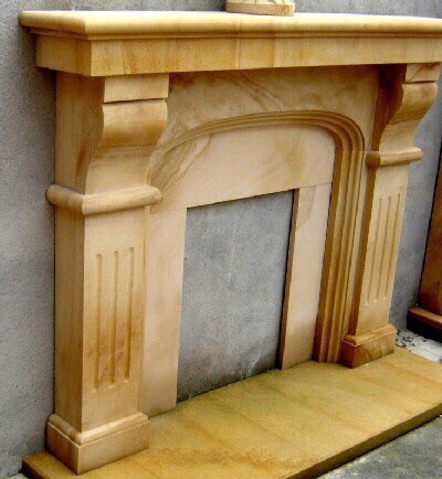 Brown Marble Stone Fireplace