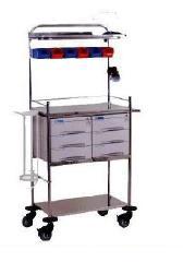 Crash Cart With S.S Drawers - Stainless Steel, 48x36x86 cm, 4 Drawers, 3 Shelves | Durable Steel, Smooth Rollers, Ample Storage, Easy Cleaning, Organized Design, Safe Transport, Efficient Workflow