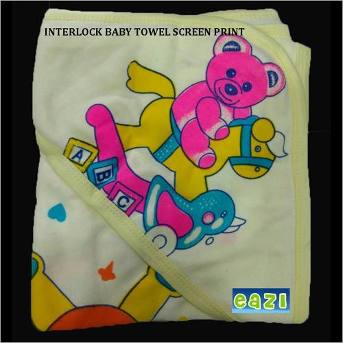 Yellow Interlock Baby Towel Screen Print
