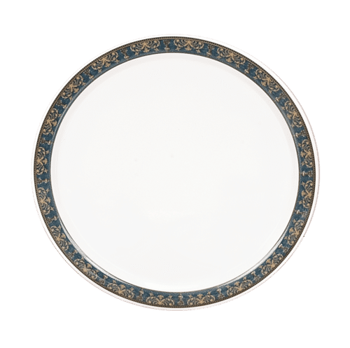 12.5 inch melamine dinner plate with blue and gold design