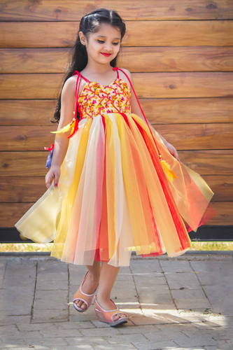 Cream & Red Kids Cotton Dress