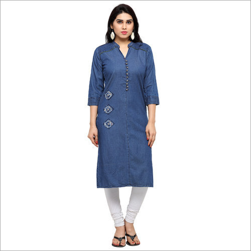 Ladies Stand Collar Casual Kurti