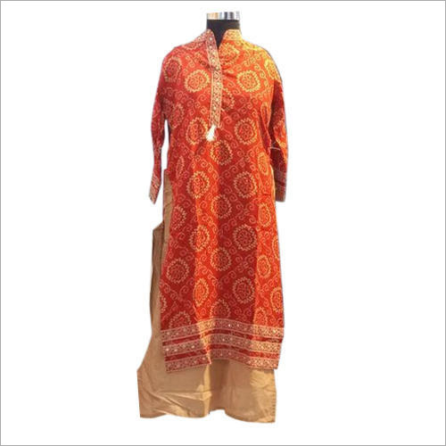 Ladies Band Collar Printed Party Wear Kurti
