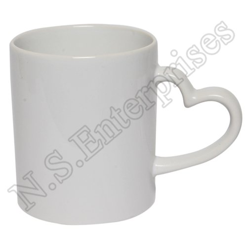 White Heart Handle Mug