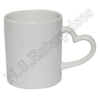 White Heart Handle Mug - Ceramic, 11oz, 8.1cm Diameter X 9.6cm Height | Eco-friendly, Color Changing