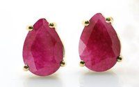 Pear Shape Gemstone Prong Stud Earring - Gold Plated Gemstone Earrings For Women