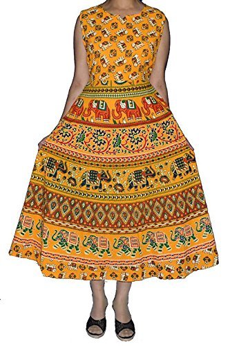 Rajasthani Traditional Long Midi Dress Bust Size: 44 Inch (In)