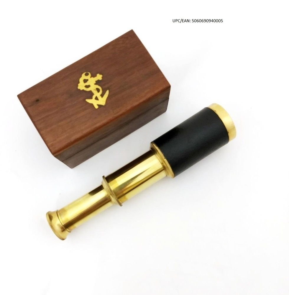 6" Handheld Brass Telescope with Wooden Box - Pirate Navigation By THOR INSTRUMENTS CO.