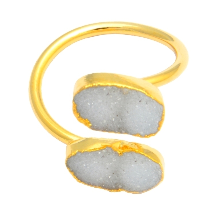 Druzy Two Stone Gold Plated Rings