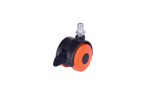 Orange and  Black Twin Wheel Castor Thread With Break