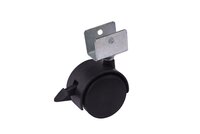 Twin-wheel Castor U Clamp - Color: Black