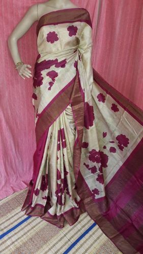 Exclusive Digital Print Zari Tussar Saree