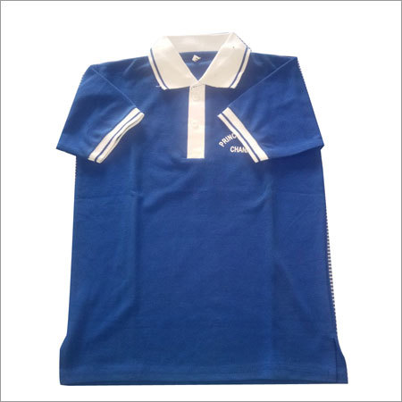 Blue Color School Collared T-Shirt