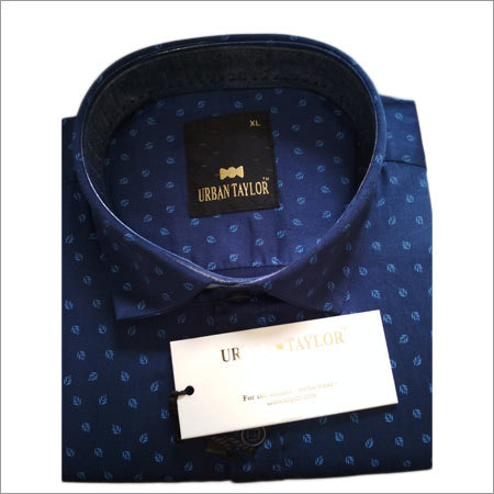 Blue Semi Casual Printed Shirt