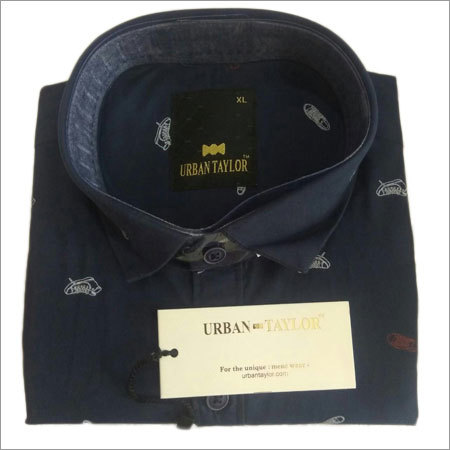 Men's Black Semi Casual Printed Shirt