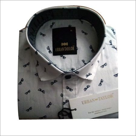 Men's White Semi Casual Printed Shirt