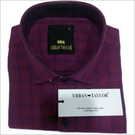 Men's Purple Semi Casual Checks Shirt