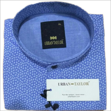 Blue Chinese Collar Shirt