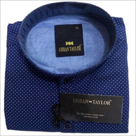Polka Dot Chinese Collar Shirt