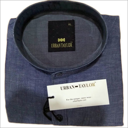 Men's Grey Chinese Collar Shirt