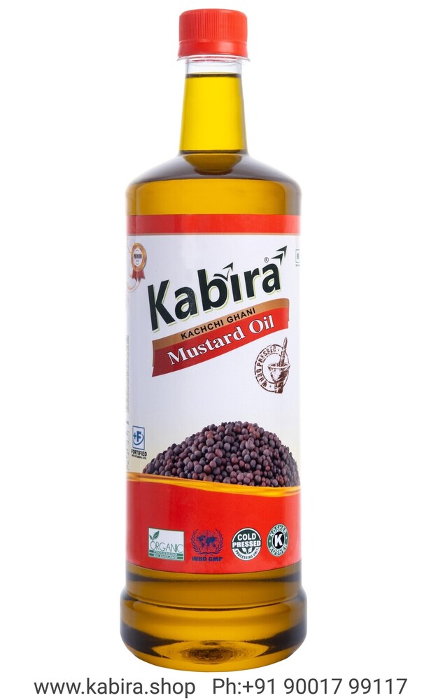 1 Ltr Kabira Pet Bottle Mustard Oil - Organic Cold Pressed Grade 1st Agmark | 100% Pure No Sugar Content Multi-Usage for Cooking & Massage
