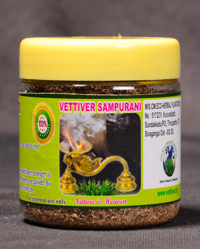 Vettiver Sambrani Powder - Aromatherapy Herbal Powder for Stress Relief, Antiseptic Properties, 2-Year Shelf Life, Pure and Adulteration-Free